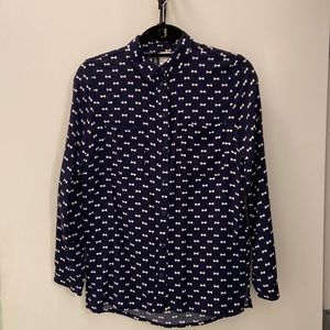 H&M Blue Bow Tie Button Up - Size 2